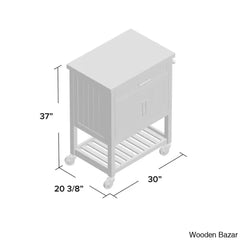 Obed Solid Wood Top Kitchen Cart Trolley Cart Cabinet Kitchen Island With Storage