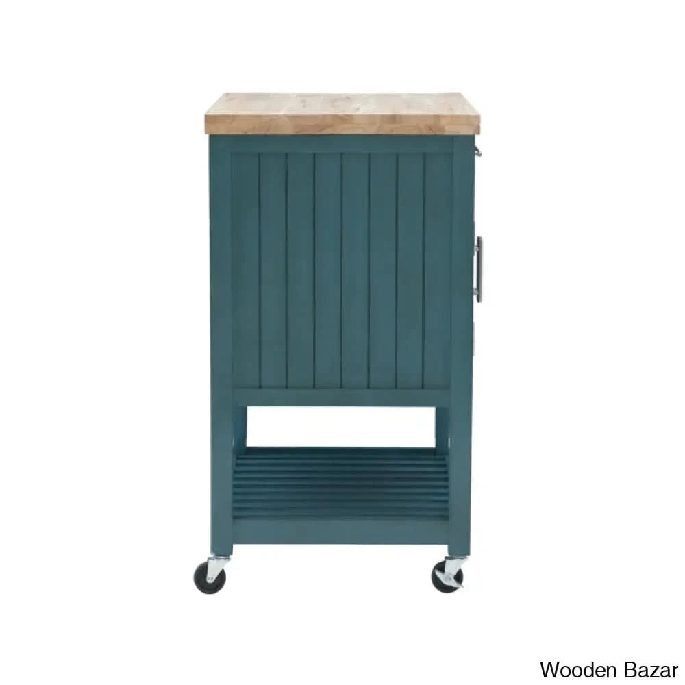 Obed Solid Wood Top Kitchen Cart Trolley Cart Cabinet Kitchen Island With Storage