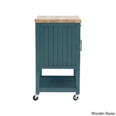 Obed Solid Wood Top Kitchen Cart Trolley Cart Cabinet Kitchen Island With Storage