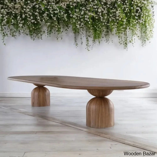 Odell Elegant Oval Dining Table In Solid Wood Finish - Wooden Bazar
