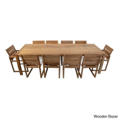 Ormaan 11 - Piece Solid Wood Dining Set