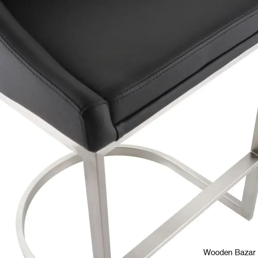 Otusa Swivel 26āā Counter Height Brushed Stainless Steel And Bar Stool