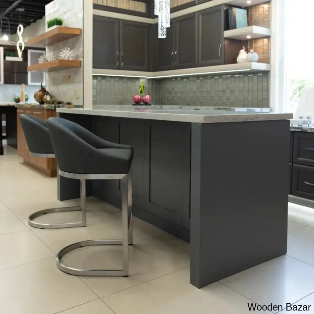 Otusa Swivel 26āā Counter Height Brushed Stainless Steel And Bar Stool