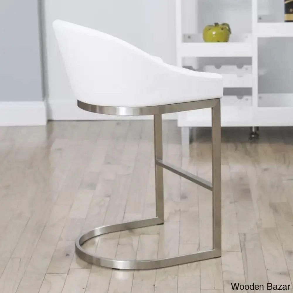 Otusa Swivel 26āā Counter Height Brushed Stainless Steel And Bar Stool