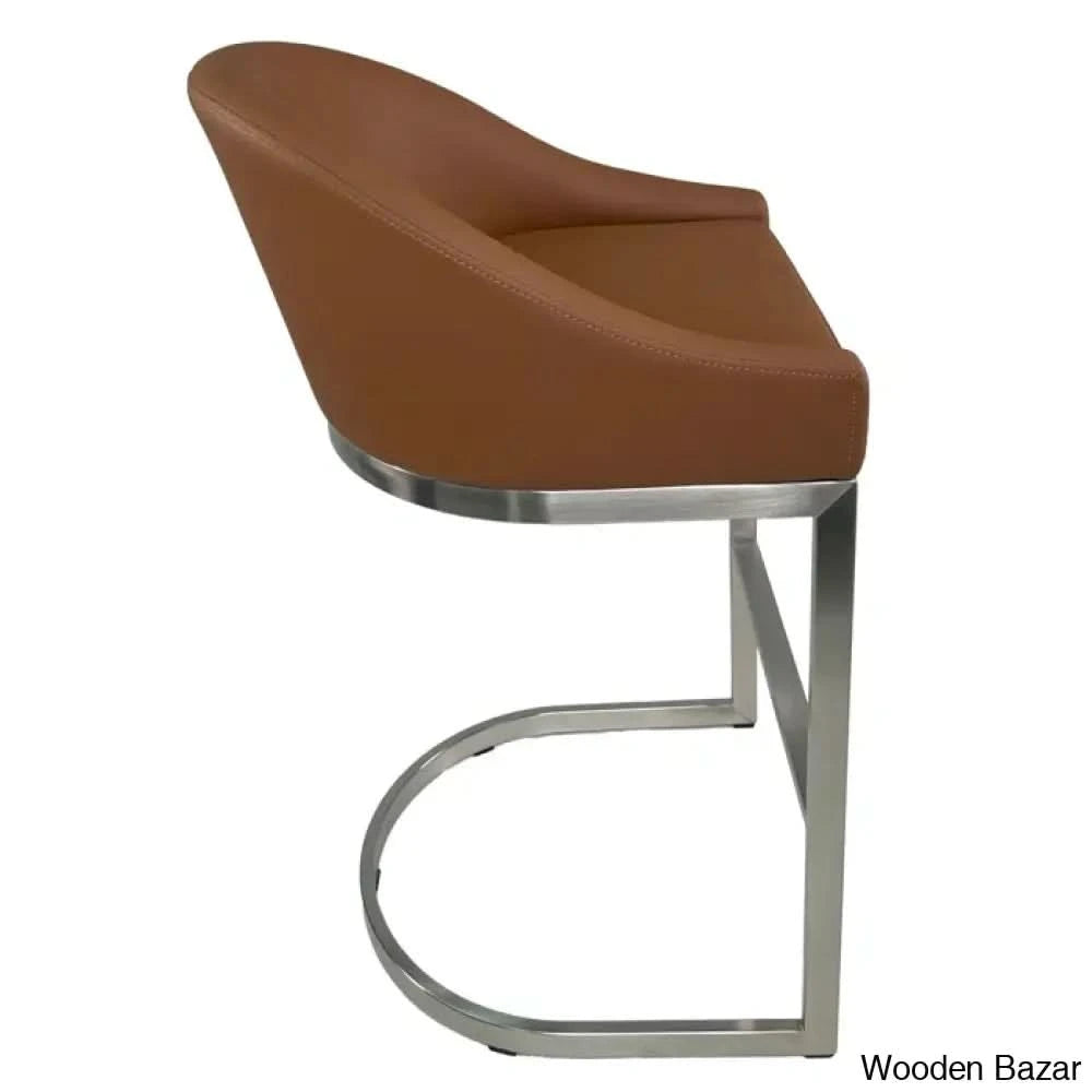 Otusa Swivel 26āā Counter Height Brushed Stainless Steel And Bar Stool