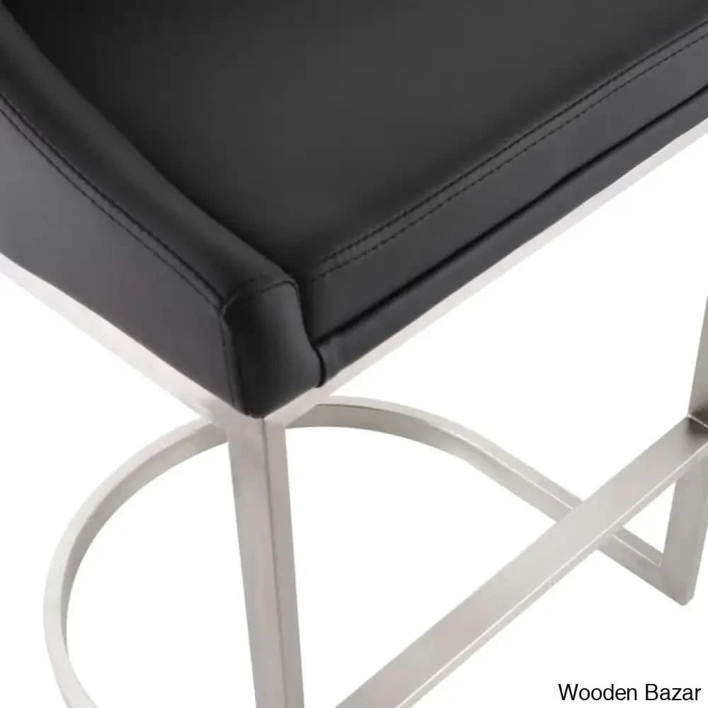 Otusa Swivel 26āā Counter Height Brushed Stainless Steel And Bar Stool