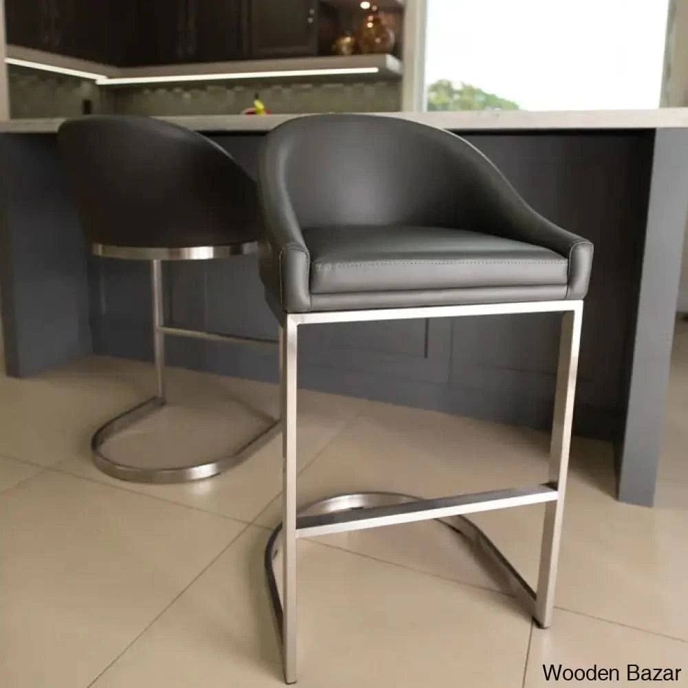 Otusa Swivel 26āā Counter Height Brushed Stainless Steel And Bar Stool