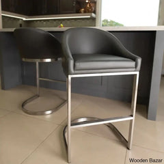 Otusa Swivel 26āā Counter Height Brushed Stainless Steel And Bar Stool