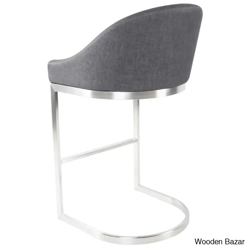Otusa Swivel 26āā Counter Height Brushed Stainless Steel And Bar Stool