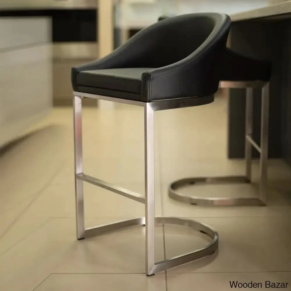 Otusa Swivel 26āā Counter Height Brushed Stainless Steel And Bar Stool