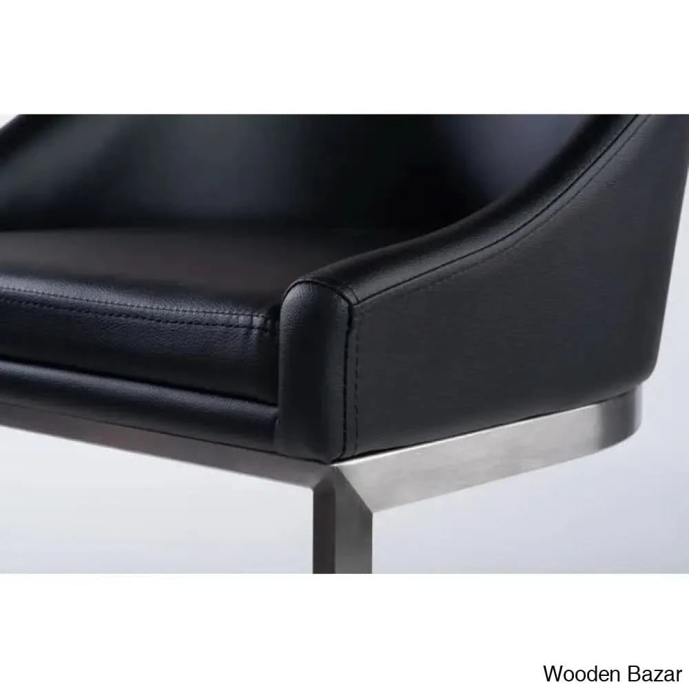 Otusa Swivel 26āā Counter Height Brushed Stainless Steel And Bar Stool