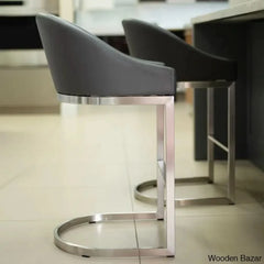 Otusa Swivel 26āā Counter Height Brushed Stainless Steel And Bar Stool