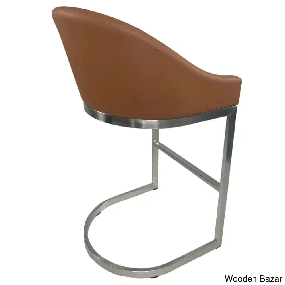 Otusa Swivel 26āā Counter Height Brushed Stainless Steel And Bar Stool