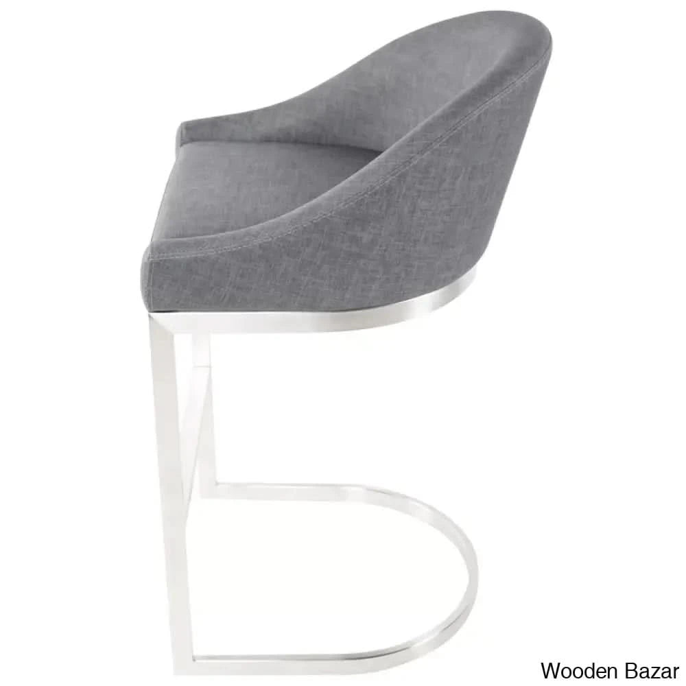 Otusa Swivel 26āā Counter Height Brushed Stainless Steel And Bar Stool