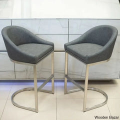 Otusa Swivel 26āā Counter Height Brushed Stainless Steel And Bar Stool