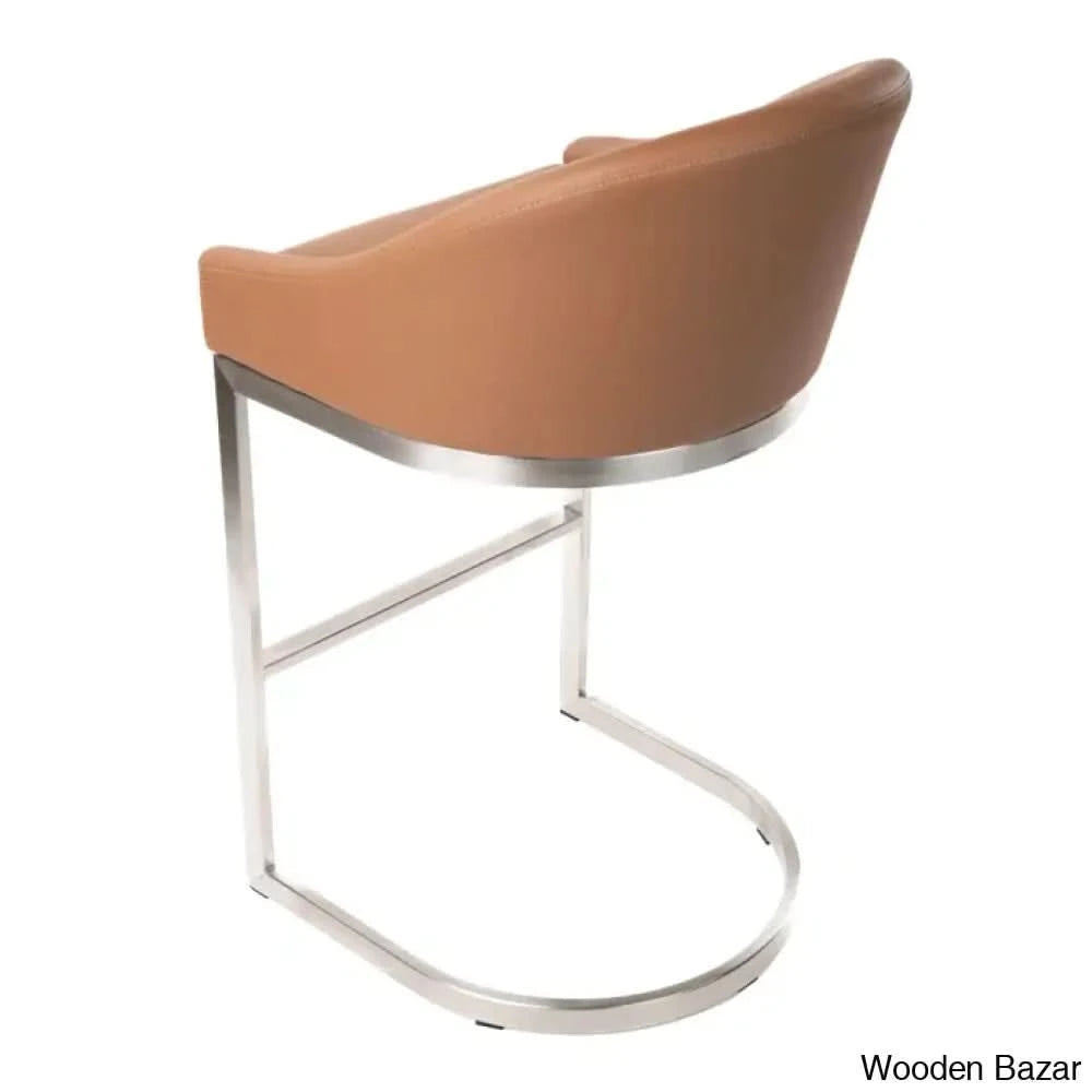 Otusa Swivel 26āā Counter Height Brushed Stainless Steel And Bar Stool