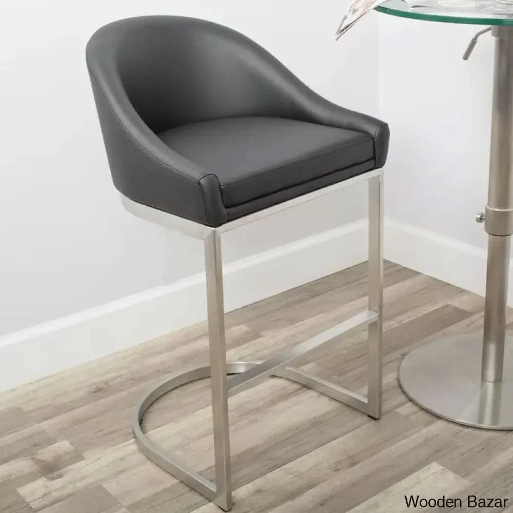 Otusa Swivel 26āā Counter Height Brushed Stainless Steel And Bar Stool