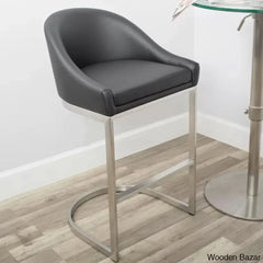 Otusa Swivel 26āā Counter Height Brushed Stainless Steel And Bar Stool