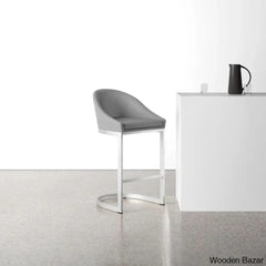 Otusa Swivel 26āā Counter Height Brushed Stainless Steel And Bar Stool