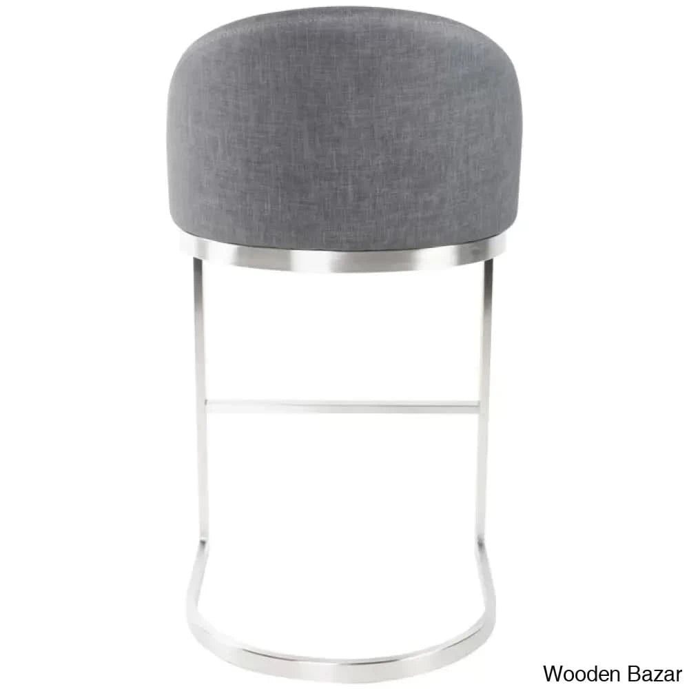 Otusa Swivel 26āā Counter Height Brushed Stainless Steel And Bar Stool