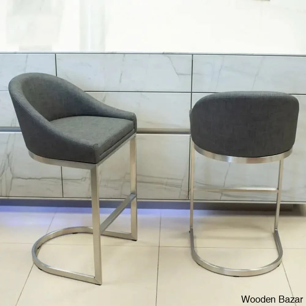 Otusa Swivel 26āā Counter Height Brushed Stainless Steel And Bar Stool