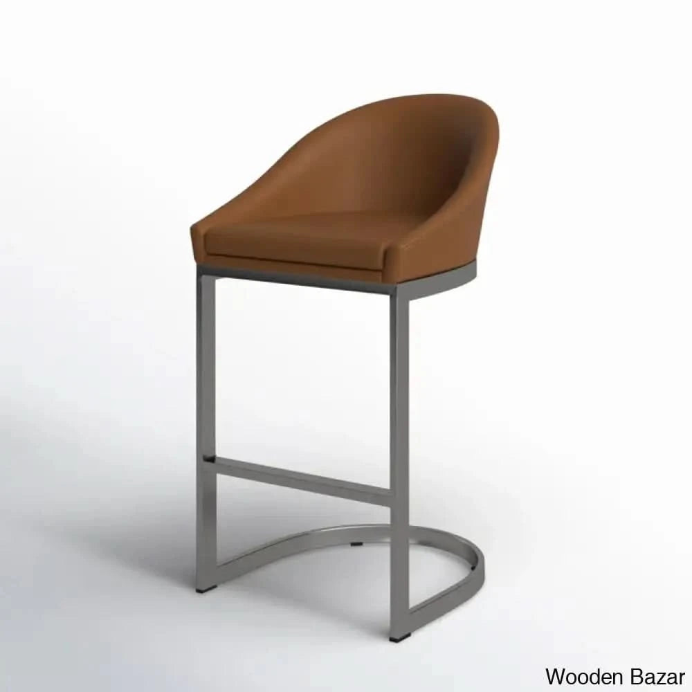 Otusa Swivel 26āā Counter Height Brushed Stainless Steel And Bar Stool