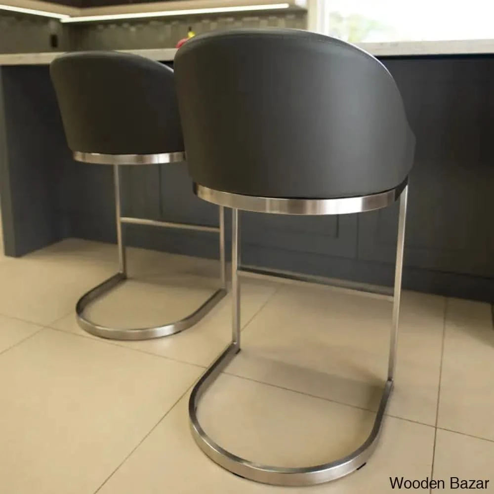 Otusa Swivel 26āā Counter Height Brushed Stainless Steel And Bar Stool