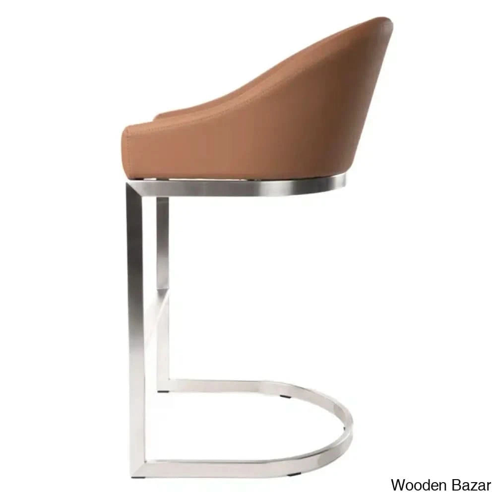 Otusa Swivel 26āā Counter Height Brushed Stainless Steel And Bar Stool