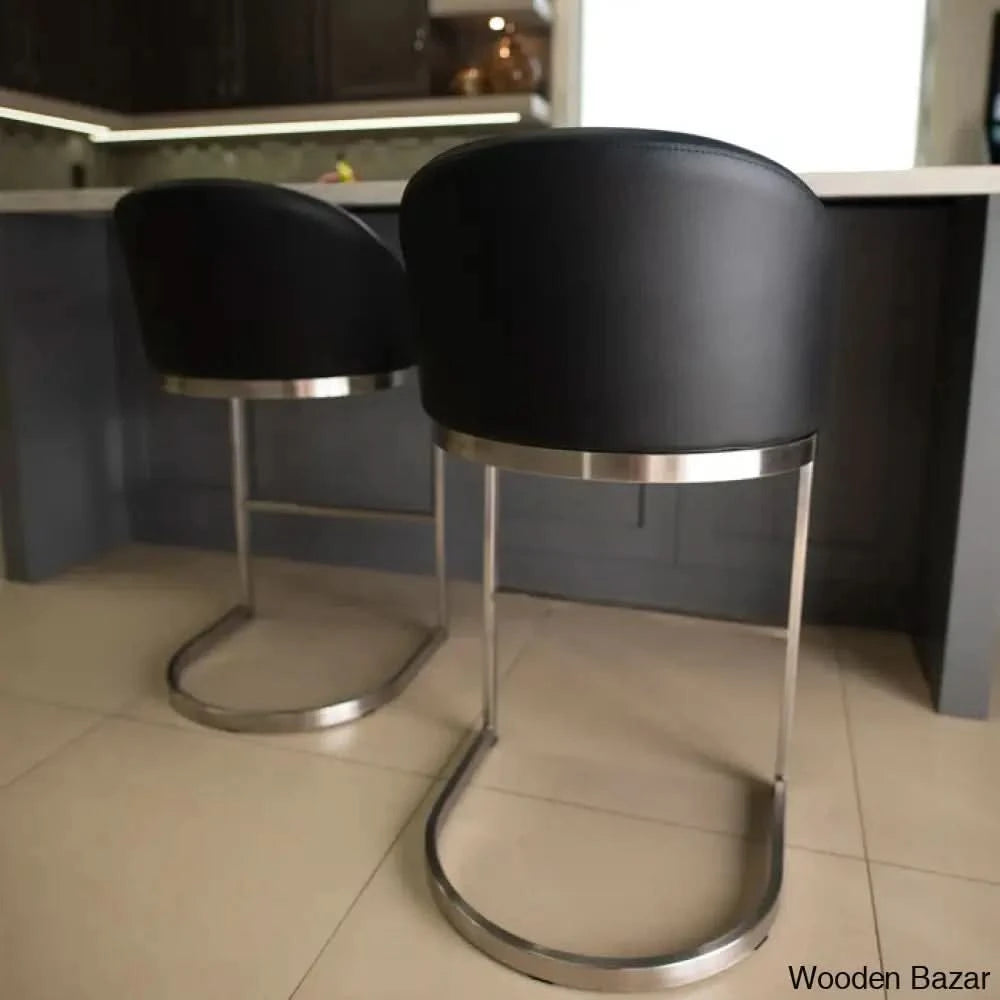 Otusa Swivel 26āā Counter Height Brushed Stainless Steel And Bar Stool