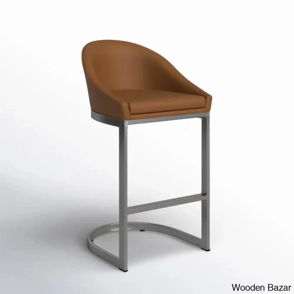 Otusa Swivel 26āā Counter Height Brushed Stainless Steel And Bar Stool