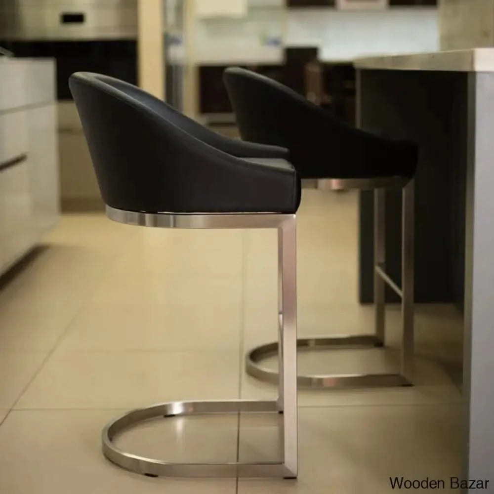 Otusa Swivel 26āā Counter Height Brushed Stainless Steel And Bar Stool