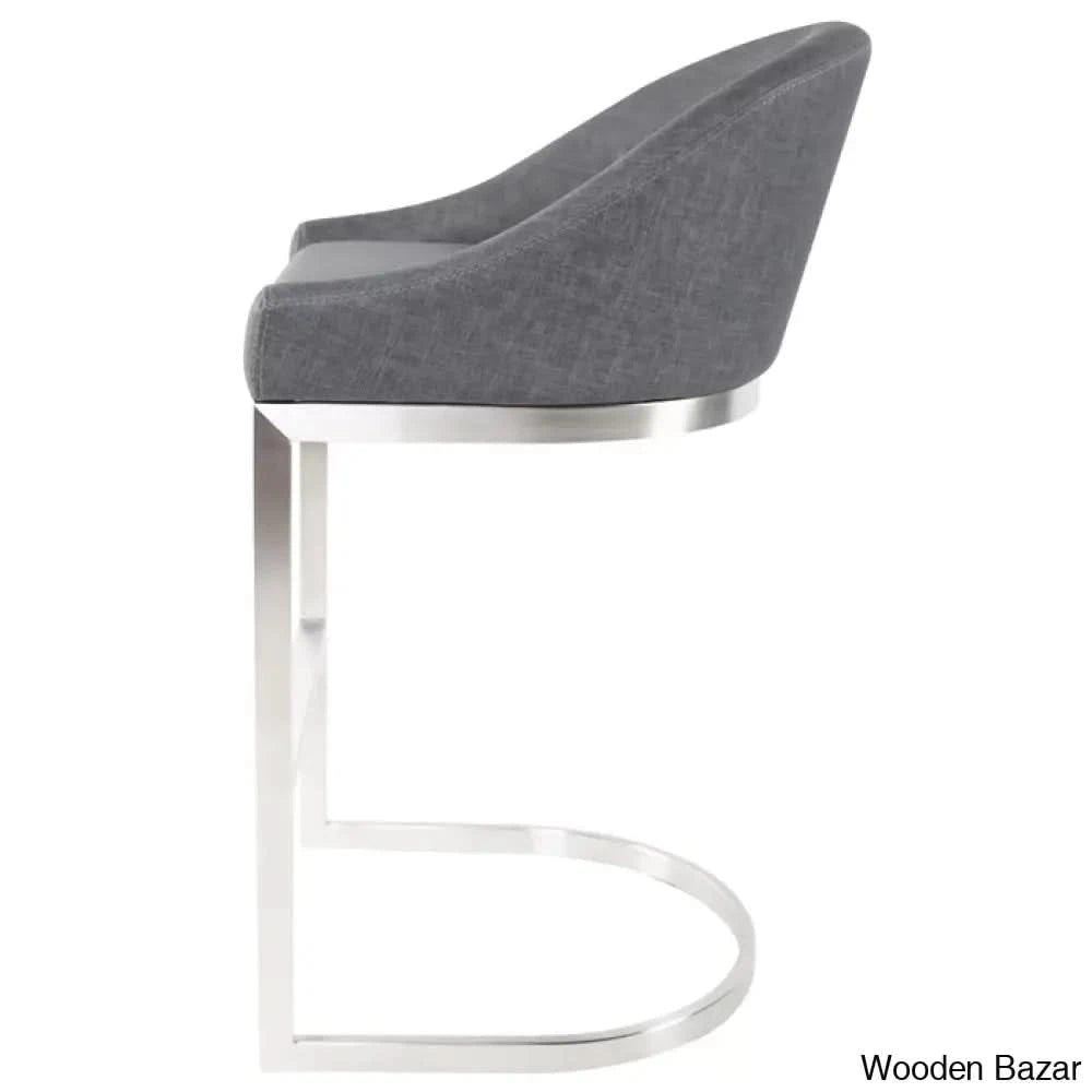 Otusa Swivel 26āā Counter Height Brushed Stainless Steel And Bar Stool