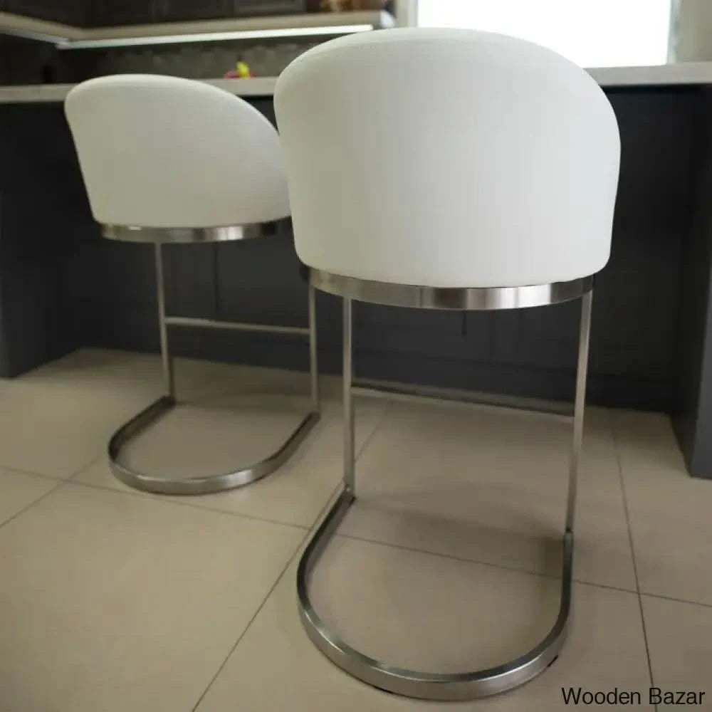 Otusa Swivel 26āā Counter Height Brushed Stainless Steel And Bar Stool