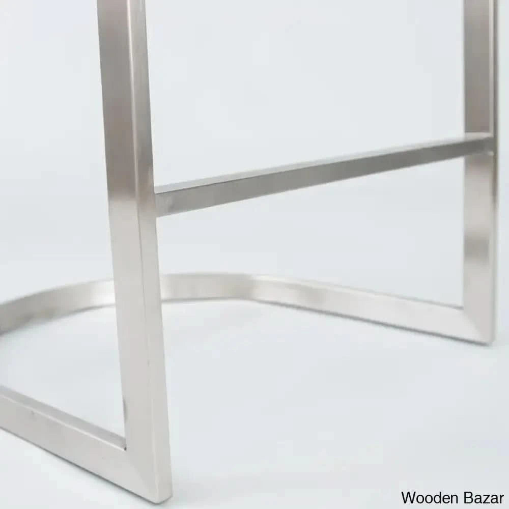 Otusa Swivel 26āā Counter Height Brushed Stainless Steel And Bar Stool