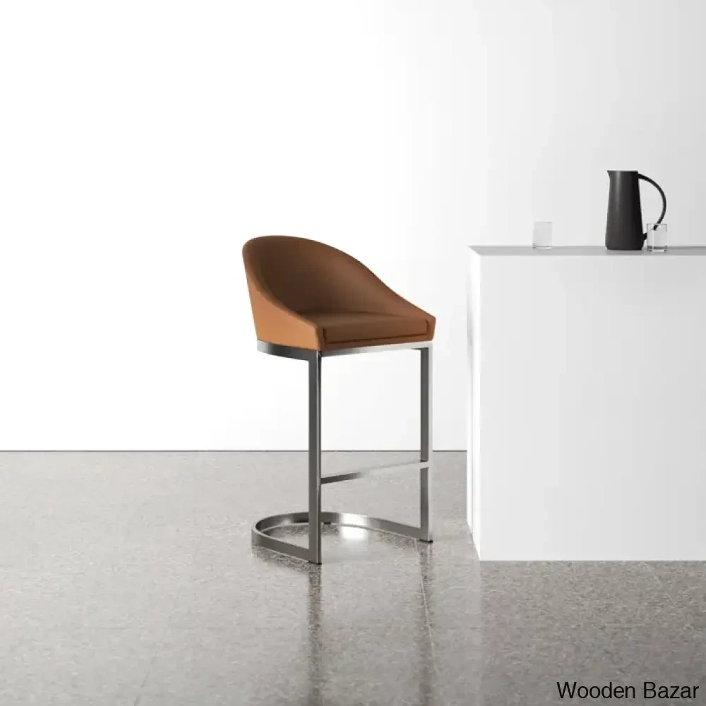 Otusa Swivel 26āā Counter Height Brushed Stainless Steel And Bar Stool