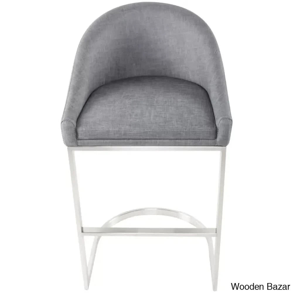 Otusa Swivel 26āā Counter Height Brushed Stainless Steel And Bar Stool Charcoal Faux Leather