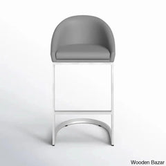 Otusa Swivel 26āā Counter Height Brushed Stainless Steel And Bar Stool Grey Faux Leather