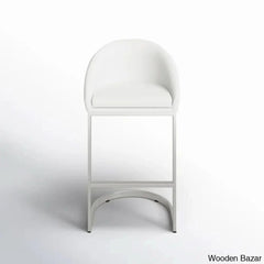 Otusa Swivel 26āā Counter Height Brushed Stainless Steel And Bar Stool White Faux Leather