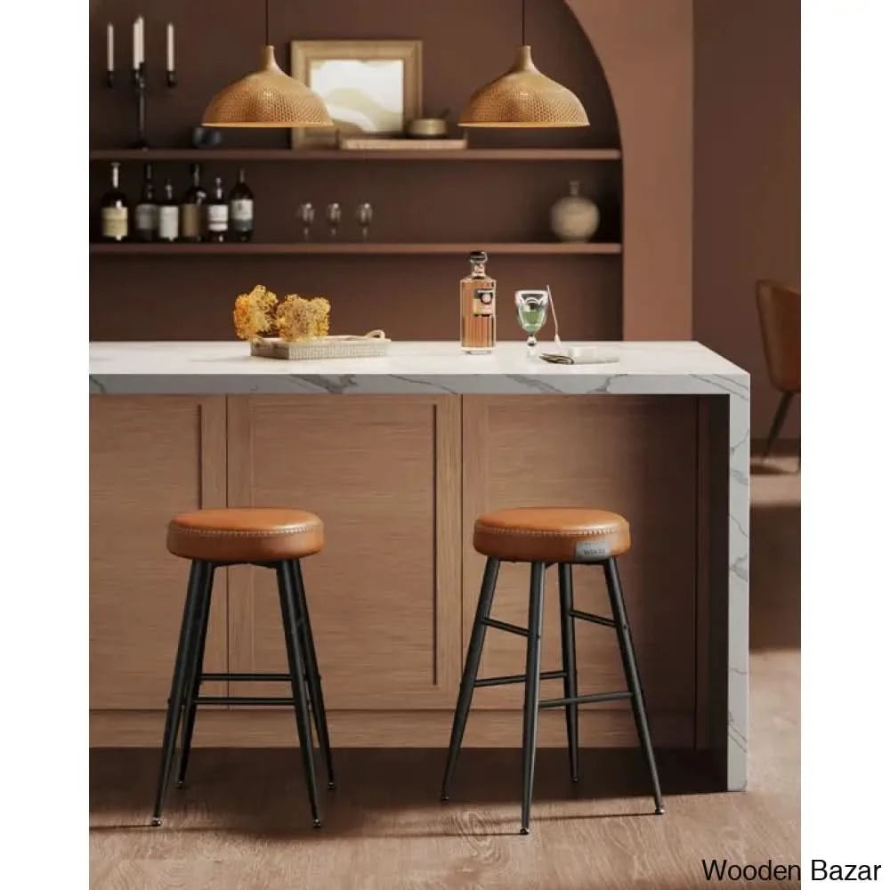 Parmleys Swivel Faux Leather Counter And Bar Stool (Set Of 2)