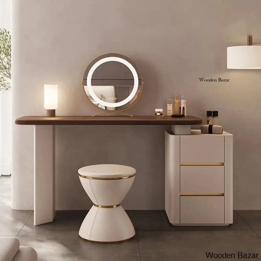 Peasley Vanity Dressing Table With Lighted Mirror And Stool