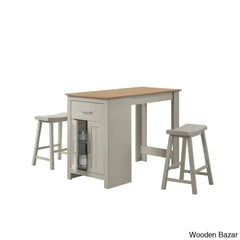 Portaza Modern 2 Seater Wooden Dining Table Set (3 Piece)