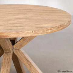 Potter Latest Round Dining Table Set With Armrests - Wooden Bazar