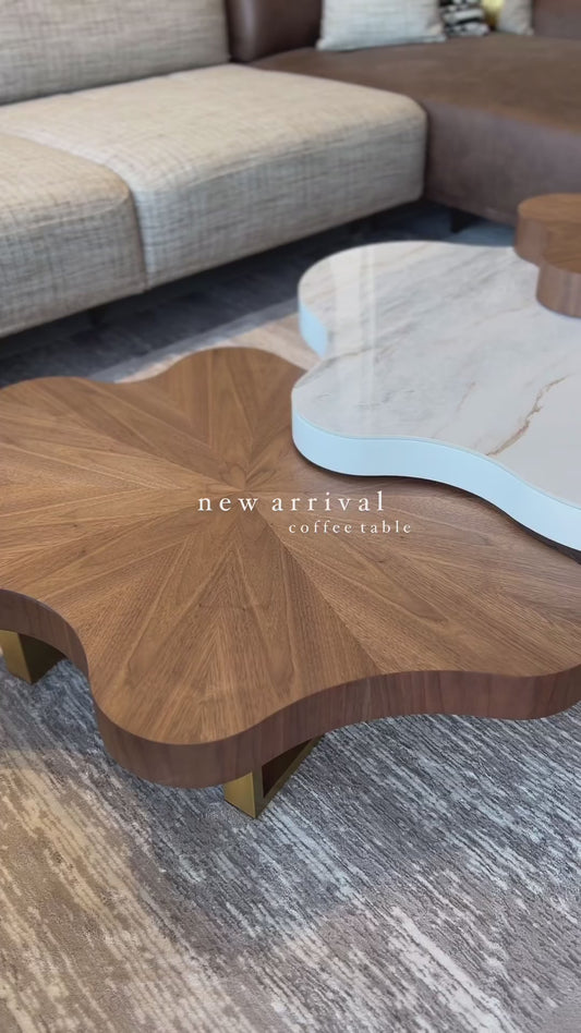 Italian-style Luxury Walnut Cloud Coffee Table - Wooden Bazar