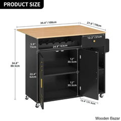 Priscila Wood Kitchen Cart Trolley Cart Cabinet Kitchen Island With Storage