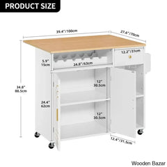 Priscila Wood Kitchen Cart Trolley Cart Cabinet Kitchen Island With Storage
