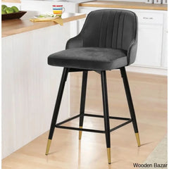 Quiin Swivel Velvet Upholstered Counter & Bar Stool (Set Of 4)