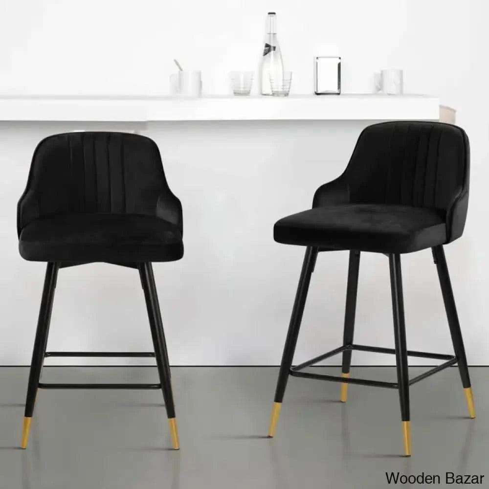 Quiin Swivel Velvet Upholstered Counter & Bar Stool (Set Of 4)