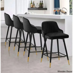 Quiin Swivel Velvet Upholstered Counter & Bar Stool (Set Of 4) Black / (29āā Seat Height)