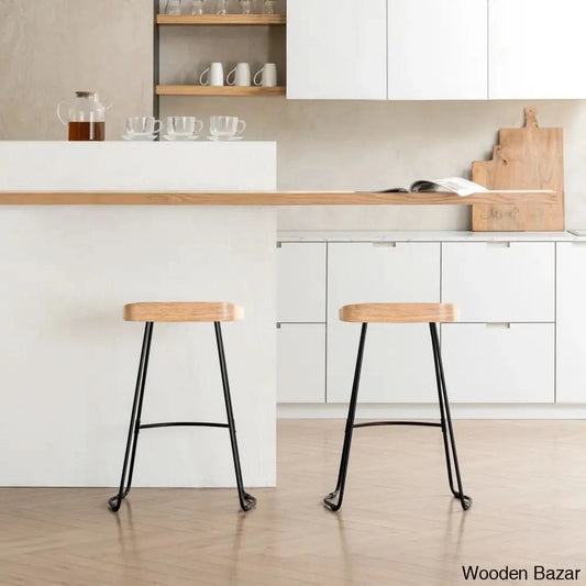 Racettem Swivel Counter And Bar Stool With Metal Frame (Set Of 2) Natural / Bar (30’’ Seat Height)