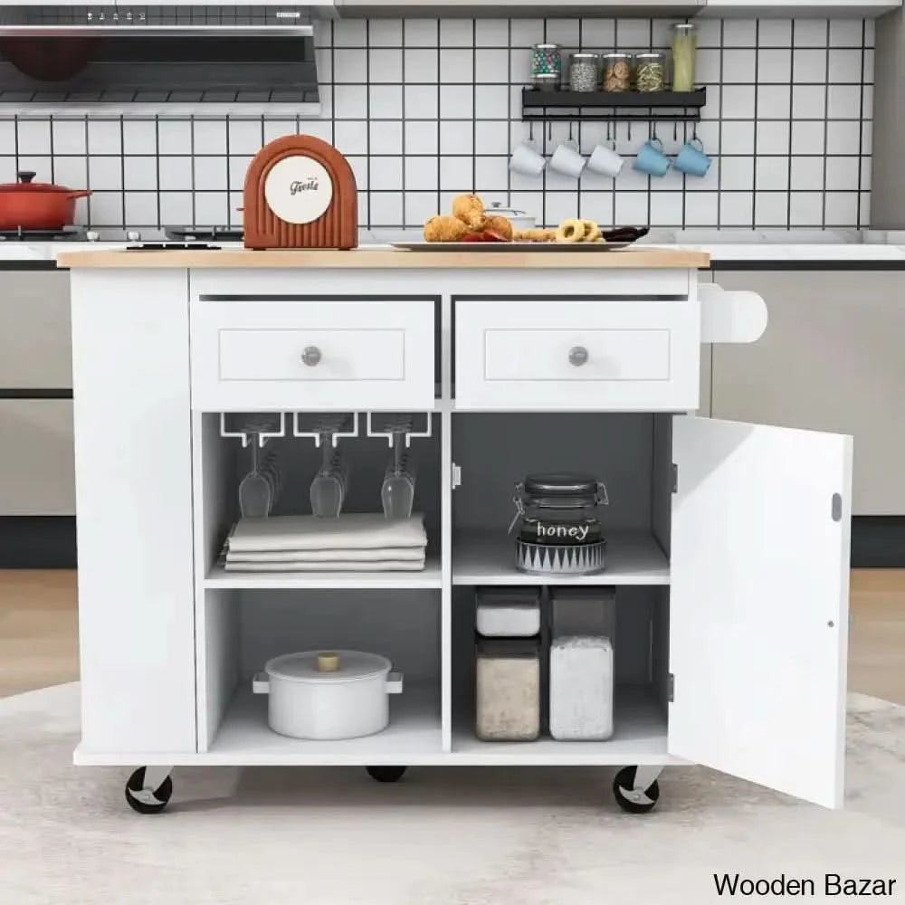 Raegina Kitchen Storage Island With Drop Leaf 5 Wheels And Wine Rack Trolley Cart Cabinet Kitchen